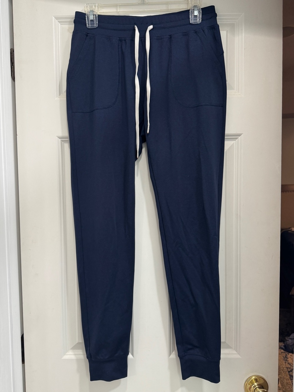 ZYIA Women's Dark Blue Jogger Pants with White Drawstring; leisurewear - size S